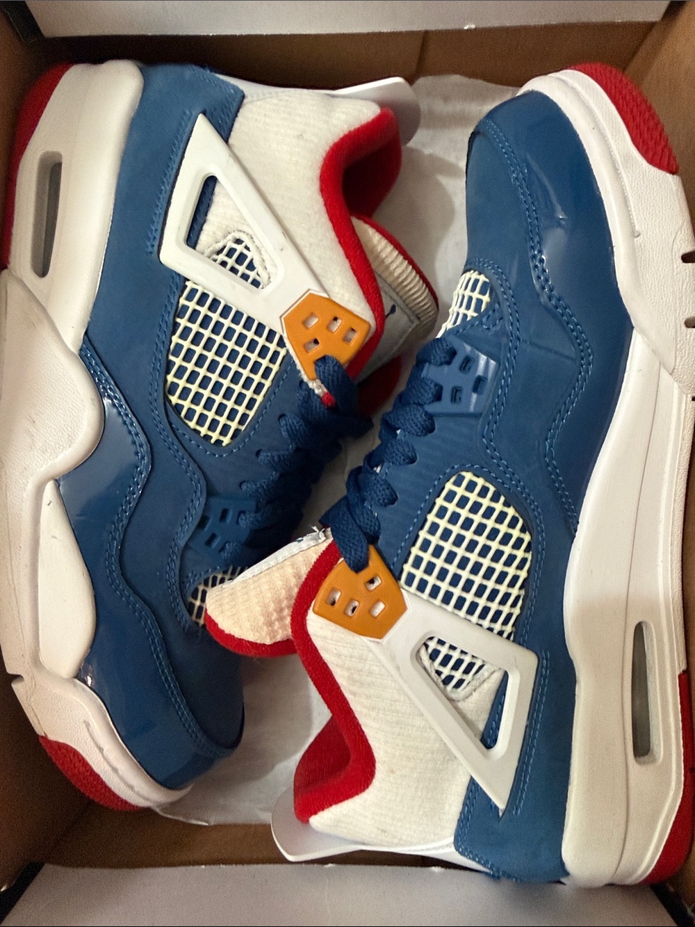Jordan 4 Retro Messy Room (GS) Blue White Red 7Y or 8.5 Women’s